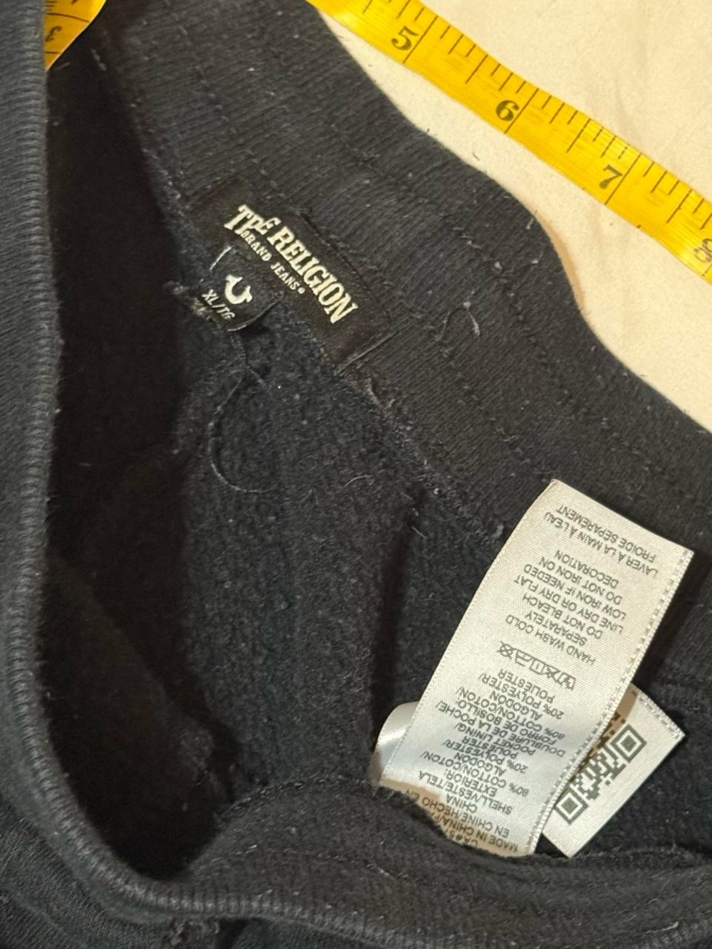True Religion Black Jogger Sweatpants with White Wing Logo - Picture 6 of 7
